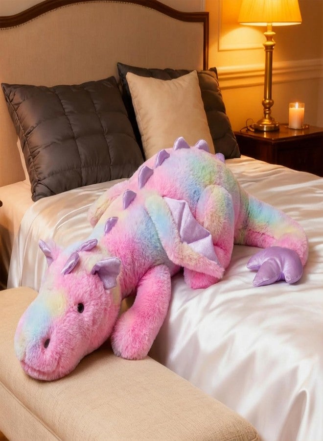 ARELUX Large 36in Cute Dragon Stuffed Animals Plush Toy Soft Colorful Pink Pterosaur Plushie Giant Fuzzy Dinosaur Pillow Plushies with Wings Cuddly for Friends Family Member - Image 3